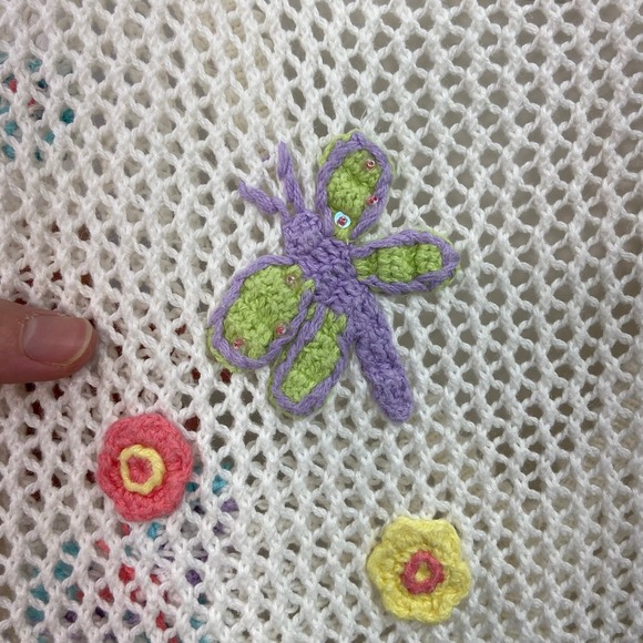 Vintage Christopher & Banks cream crocheted button butterfly floral sweater vest - Picture 6 of 9